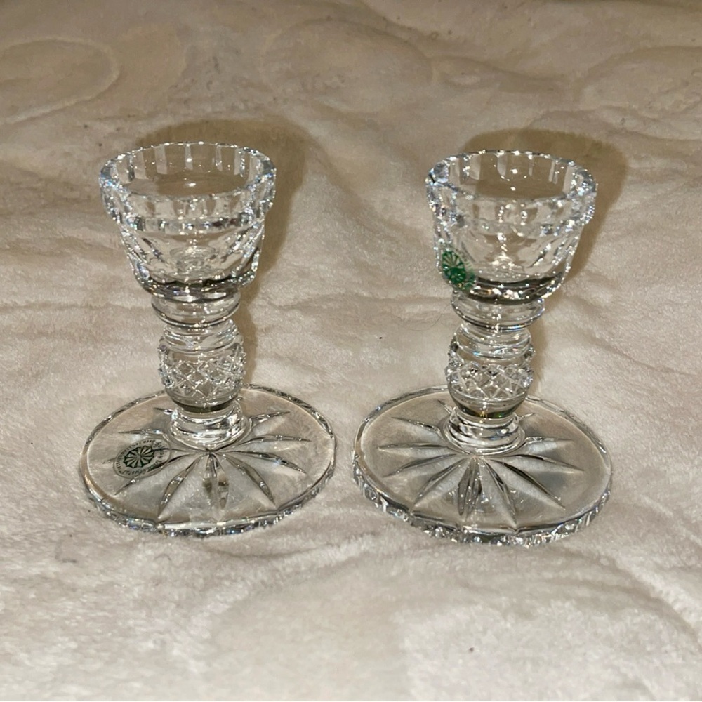 Vintage Galway Irish Crystal Candle Set Lead Crystal NWT No Box - Picture 8 of 8